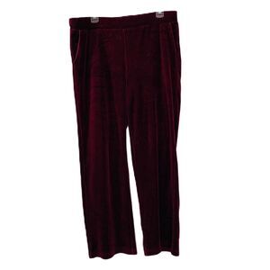 Lauren Ralph Lauren Pant Women L Maroon Red Velvet Pocket Straight Preppy Comfy